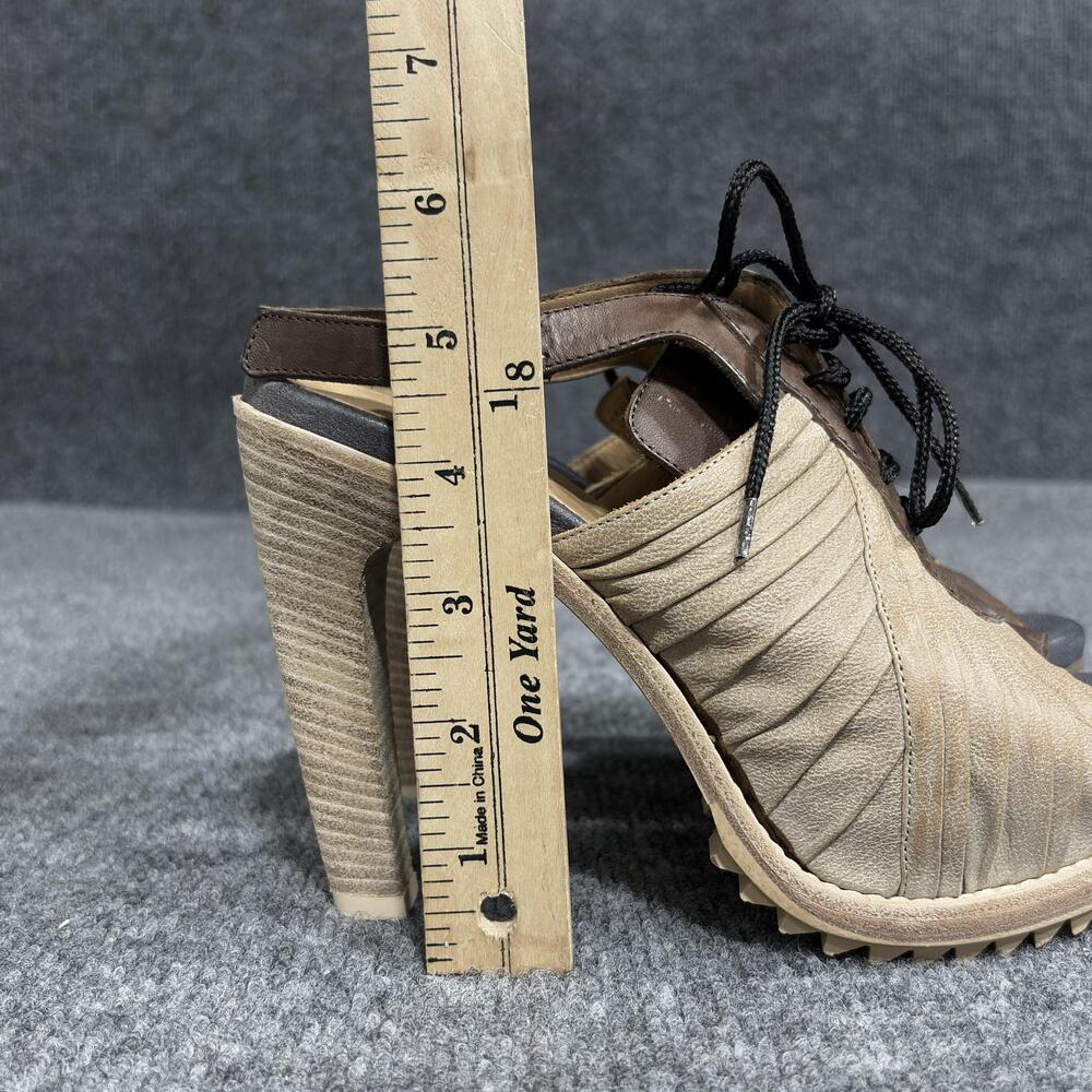 rag & bone Platform Heels Womens Size 6 Brown Lace Up Slingback Made Italy - Picture 14 of 16